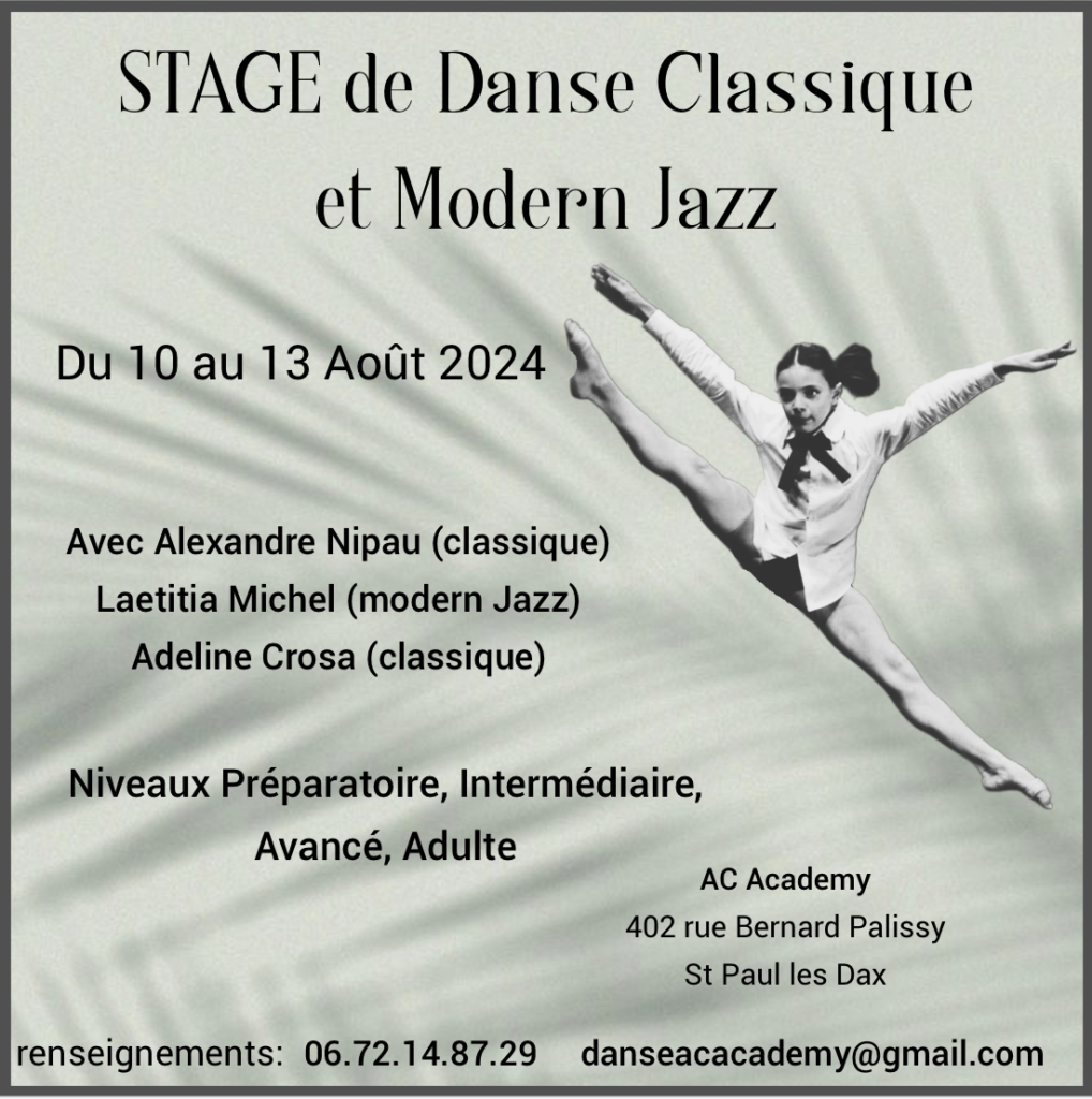 Stage Août Classique et Modern-Jazz